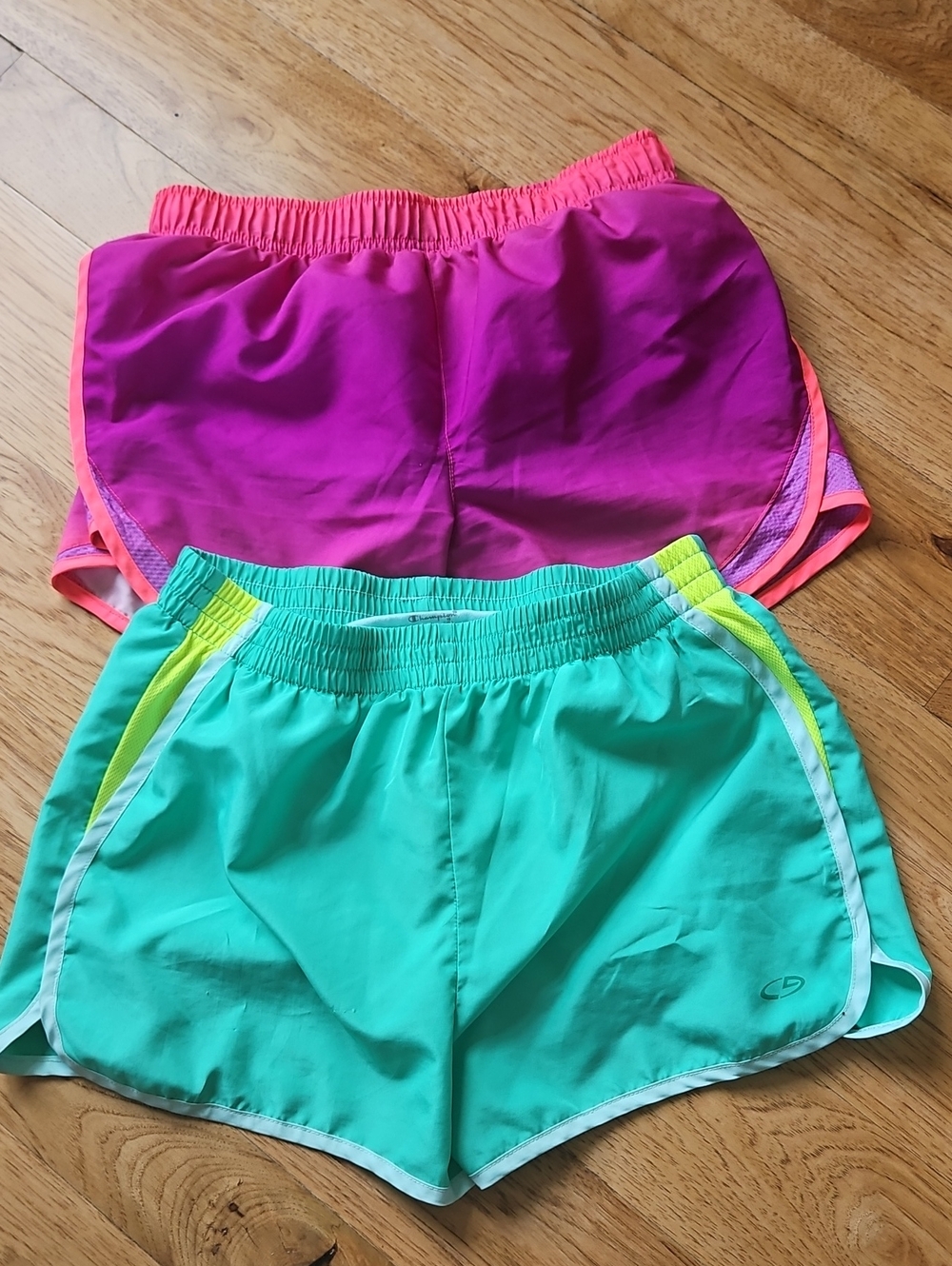 Old Navy & Champion Girls' Shorts - Hot Pink & Teal with Neon Trim